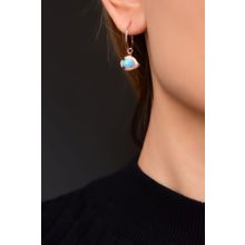 Papatya Silver 925 Ayar Rose Kaplama Opal Taşlı Balık Halka Kadın Gümüş Küpe