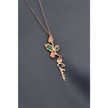 Papatya Silver 925 Ayar Rose Kaplama Özel Tasarım Kalp Doğum Taşlı Mineli Aralık Ayı Çiçeği İsim Kadın Gümüş Kolye