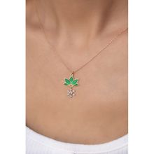 Papatya Silver 925 Ayar Rose Kaplama Parlayan Rüya Serisi Tasarım Ebruli Cam Boyalı Mini Çiçek Lotus Kadın Gümüş Kolye