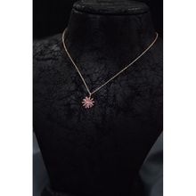 Papatya Silver 925 Ayar Rose Kaplama Pembe Zirkon Taşlı Dönen Güneş Kadın Gümüş Kolye