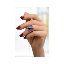 Papatya Silver 925 Ayar Rose Kaplama Safir Kamelya Çiçeği Kadın Gümüş Kolye