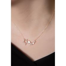 Papatya Silver 925 Ayar Rose Kaplama Sıralı Beş Yıldız Zirkon Taşlı Kadın Gümüş Kolye