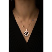 Papatya Silver 925 Ayar Rose Kaplama Top Zincirli Tasarım Şans Parçalı A Harf Kadın Gümüş Kolye