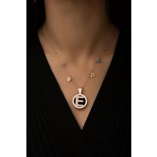Papatya Silver 925 Ayar Rose Kaplama Top Zincirli Tasarım Şans Parçalı E Harf Kadın Gümüş Kolye