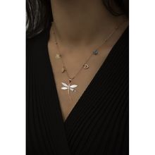 Papatya Silver 925 Ayar Rose Kaplama Top Zincirli Tasarım Şans Parçalı Sedef Yusufçuk Kadın Gümüş Kolye