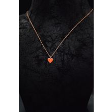 Papatya Silver 925 Ayar Rose Kaplama Turuncu Mineli Minimal Kalp Gümüş Kolye