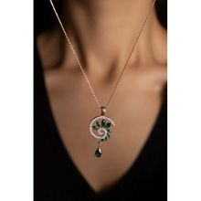 Papatya Silver 925 Ayar Rose Kaplama Yeşim Renkli Spiral Snail Tasarım Kadın Gümüş Kolye