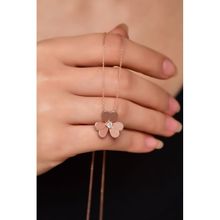 Papatya Silver 925 Ayar Rose Kaplama Zirkon Taşlı Frezya Çiçeği Kadın Gümüş Kolye