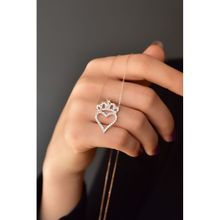 Papatya Silver 925 Ayar Rose Kaplama Zirkon Taşlı Kalpli Kralıçe Tacı Kadın Gümüş Kolye
