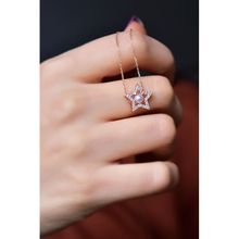 Papatya Silver 925 Ayar Rose Kaplama Zirkon Taşlı Montür İncili Yıldız Kadın Gümüş Kolye
