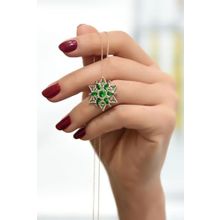Papatya Silver 925 Ayar Rose Kaplama Zümrüt Yeşili Kamelya Çiçeği Kadın Gümüş Kolye