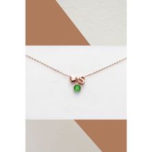 Papatya Silver 925 Ayar Rose Mini Üç Boyutlu S Harfi Kalp Doğum Taşlı Kadın Gümüş Kolye