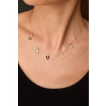 Papatya Silver UVPTS100472 925 Ayar Gold Kaplama Göz Mineli Zirkon Taşlı Şans Gümüş Kolye