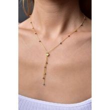 Papatya Silver UVPTS100544 925 Ayar Gold Kaplama Akışlı Üç Renk Dorika Toplu Tek Taş Kadın Gümüş Kolye