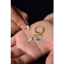 Papatya Silver UVPTS300300 925 Ayar Gold Kaplama Fatma Eli Göz Stilize Sallantılı Gümüş Küpe