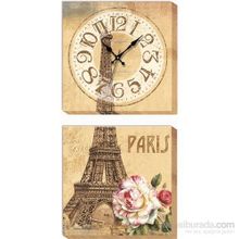 Paris Eyfel Duvar SaatiKanvas Tablo