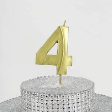 Parti Vitrini 4 Rakamlı 6.5 cm Gold Altın Mum