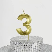 Parti Vitrini Üç Rakamlı 6.5 cm Gold Altın Mum