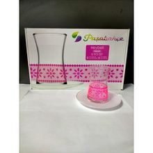 Paşabahçe 1103753 Neon Pembe Çiçek Beyaz Tabak Çay Takımı