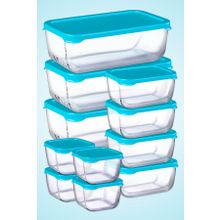 Paşabahçe Snowbox Mavi Kapaklı 11 Parça Saklama Kabı Takımı