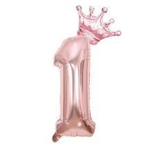 Patladı Gitti 1 Rakam Kral Tacı Rose Gold Folyo Balon Doğum Günü Parti Kutlama Seti