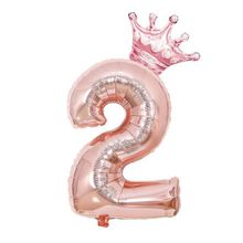 Patladı Gitti 2 Rakam Kral Tacı Rose Gold Folyo Balon Doğum Günü Parti Kutlama Seti