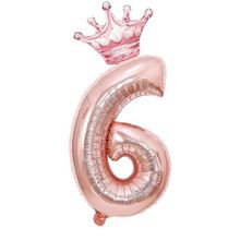 Patladı Gitti 6 Rakam Kral Tacı Rose Gold Folyo Balon Doğum Günü Parti Kutlama Seti