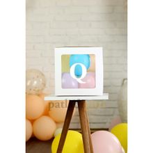 Patladı Gitti Q Harf Şeffaf Beyaz Kutu Bebek Çocuk Doğum Günü Süsleme ve Balon Kendin Yap Seti