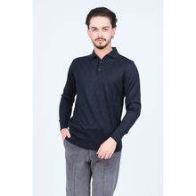 Pave 4533294 Lacivert Desenli Polo Yaka Triko Yün Erkek Kazak