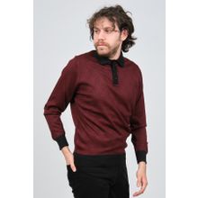 Pave 4537094 Bordo Polo Yaka Desenli Yün Erkek Kazak