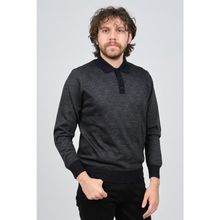 Pave 4537094 Lacivert Polo Yaka Desenli Yün Erkek Kazak