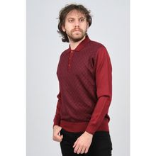 Pave 4537134 Bordo Polo Yaka Desenli Yün Erkek Kazak