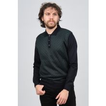 Pave 4537134 Lacivert Polo Yaka Desenli Yün Erkek Kazak
