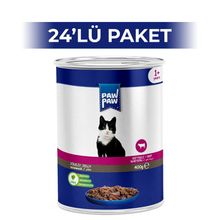 Paw Paw Jelly Biftekli Yetişkin 24x400 gr Kedi Konserve Maması