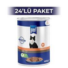 Paw Paw Pate Somonlu Yetişkin 400 gr 24 Adet Kedi Konserve Maması