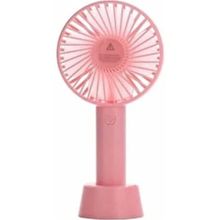 Pazarız Şarjlı Fan Mini Taşınabilir Pembe El ve Masa Üstü 3 Kademeli Standlı Vantilatör Fan