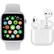 Pazarız T500 Beyaz Akıllı Saat ve Airpods Pro 4 Beyaz Mini Kablosuz Kulaklık
