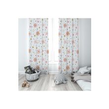 Pelangi Beyaz Çiçek Desenli Dijital Baskı Yıkanabilir Bebek Çocuk Odası Fon Perdesi, beyaz-çiçekli 140 x 200