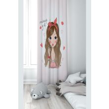 Pelangi Makyaj Yapan Genç Kız Desenli Dijital Baskı Yıkanabilir Bebek Çocuk Odası Fon Perdesi, çok renkli 140 x 270