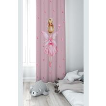 Pelangi Pembe Peki Kızı Desenli Dijital Baskı Yıkanabilir Bebek Çocuk Odası Fon Perdesi, pudra pembe 70 x 200