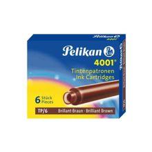 Pelikan 4001 Kahve 6'lı Dolma Kalem Kartuşu