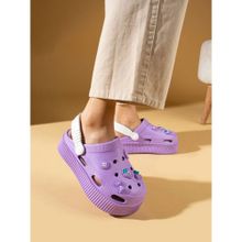 Pembe Potin DNZ224-24 Mor Yüksek Taban Jibbitzli Eva Comfort Kadın Sandalet