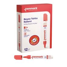 Penmark Kırmızı Renk 12 Adet Beyaz Yazı Tahtası Kalemi