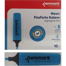 Penmark Neon Mavi Cam Göbeği Renk 10 Adet Fosforlu Kalem