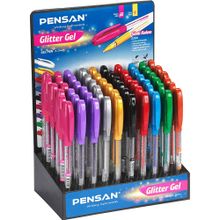 Pensan 2280 Renkli Jel Simli 1.0 mm 60'li Stand Tükenmez Kalem