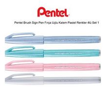 Pentel Brush Fırça Uçlu Pastel Renkler 4'lü İmza Kalemi
