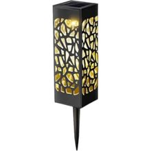 Petrix 23242 Bölmeli Otantik Desenli Dekoratif Solar Bahçe Aydınlatması - Siyah - Montajsız