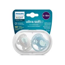 Philips Avent Ultra Soft 6-18 Ay 2'li Gri ve Mavi Desenli Emzik