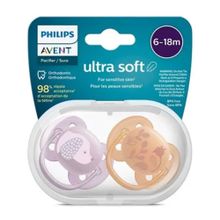 Philips Avent Ultra Soft 6-18 Ay 2'li Turuncu ve Mor Desenli Emzik