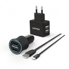 Philips DLP2553EL Siyah Lightning 2'li Seyahat ve Araç Şarjı